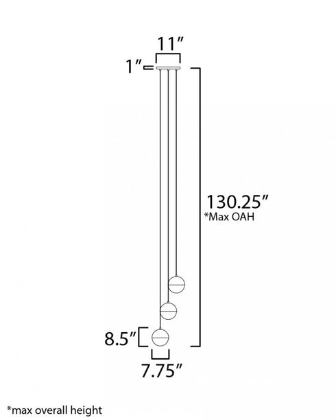 ET2 Half Moon Multi Light Pendant Model: E20364-92BK