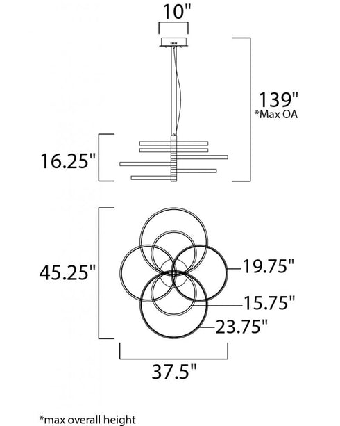 ET2 Hoopla Multi Light Pendant Model: E24327-BKGLD