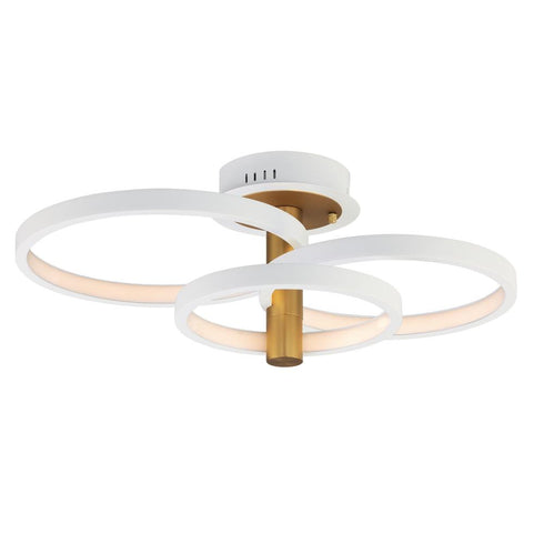 ET2 Hoopla Semi Flush Mount in White/Gold Finish Model: E24323-WTGLD
