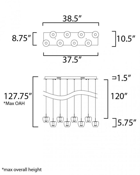 ET2 Newton Multi Light Pendant Model: E24165-18BKGLD