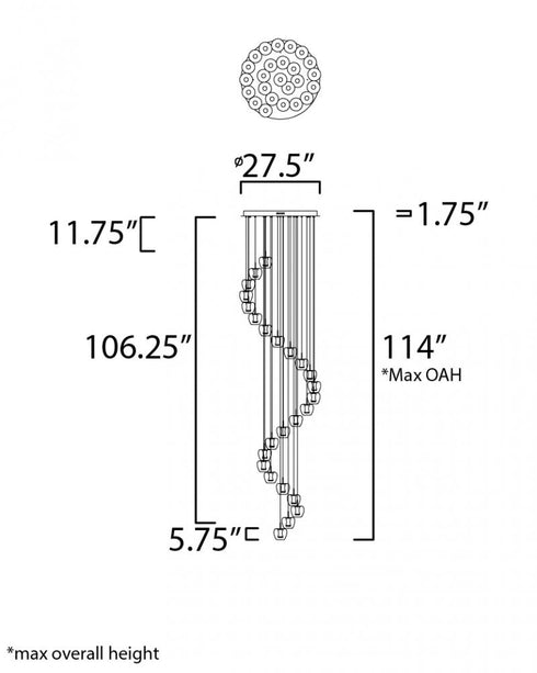 ET2 Newton Multi Light Pendant Model: E24169-18BKGLD