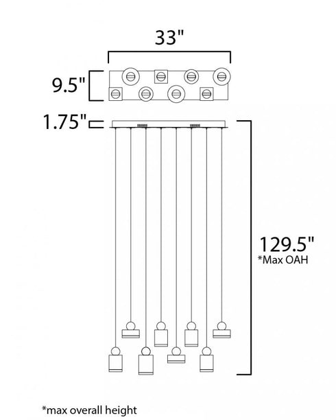 ET2 Nob Linear Pendant Model: E20867-75BKGLD