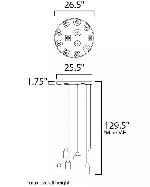 ET2 Nob Multi Light Pendant Model: E20869-75BKGLD