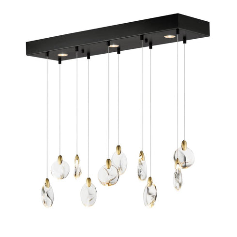 ET2 Pebble Linear Pendant in Black / Polished Gold Finish Model: E11076-122BKPG