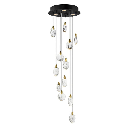 ET2 Pebble Multi Light Pendant in Black / Polished Gold Finish Model: E11078-122BKPG