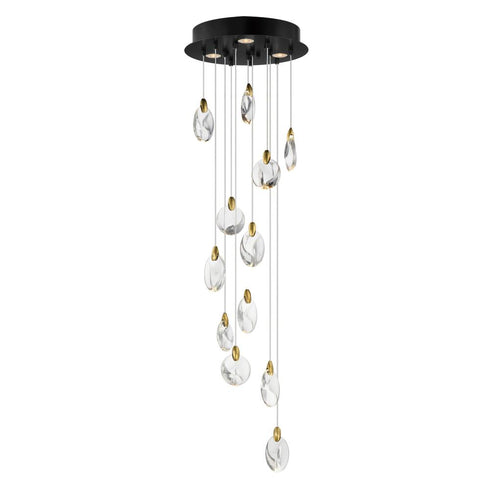 ET2 Pebble Multi Light Pendant in Black / Polished Gold Finish Model: E11078-122BKPG