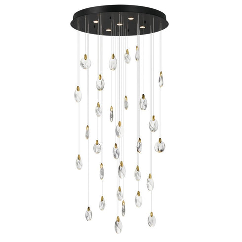 ET2 Pebble Multi Tier Chandelier in Black / Polished Gold Finish Model: E11070-122BKPG
