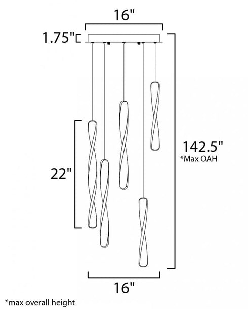 ET2 Pirouette Multi Light Pendant Model: E24154-BK