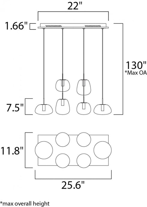 ET2 Puffs Multi Light Pendant Model: E21124-11WT
