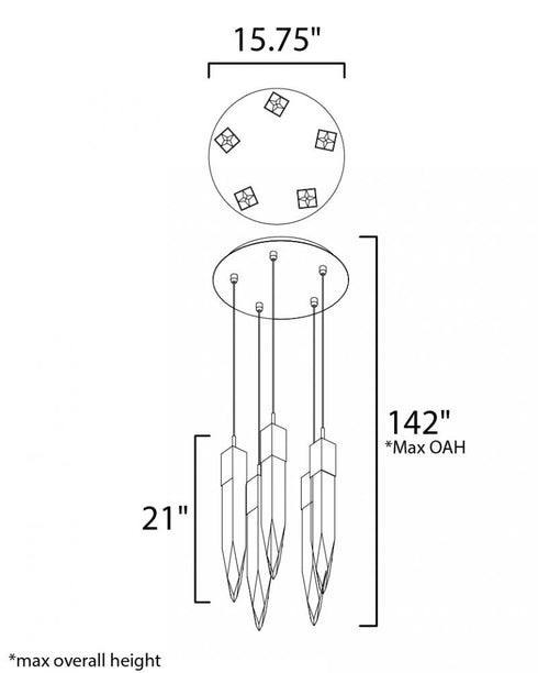 ET2 Quartz Multi Light Pendant in Polished Chrome Finish Model: E31244-20PC