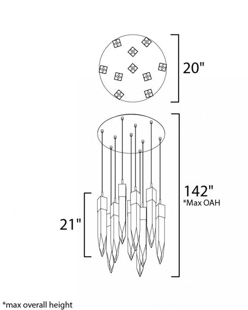 ET2 Quartz Multi Light Pendant Model: E31247-20BK