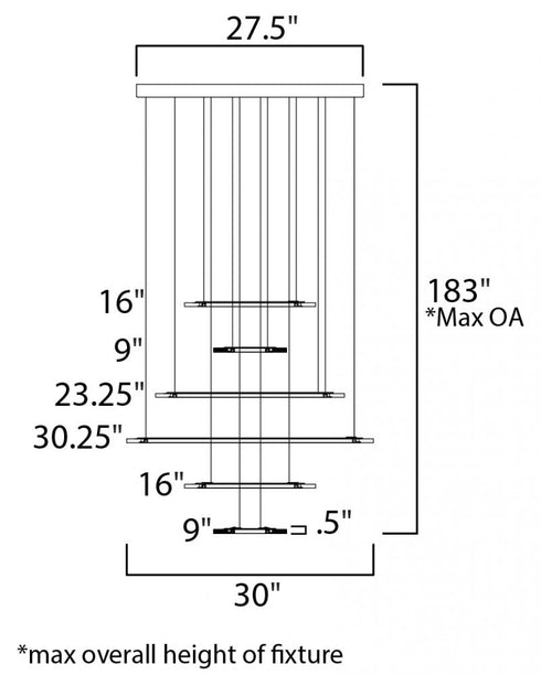 ET2 Saturn II LED Multi Light Pendant Model: E22664-11MS