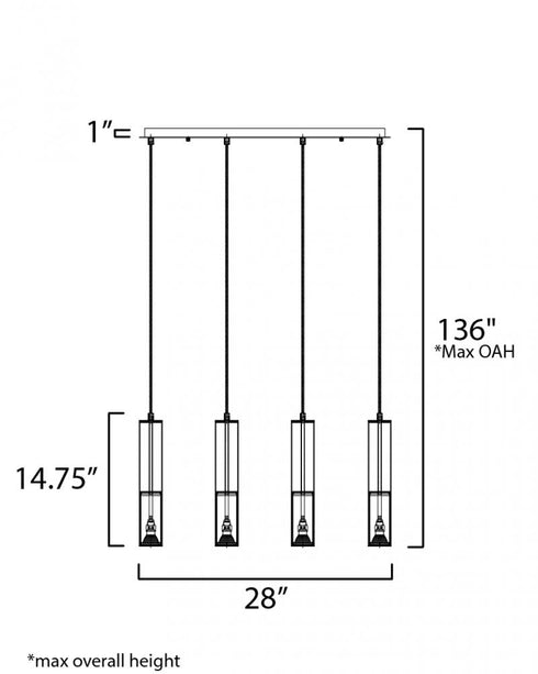 ET2 Torch Linear Pendant in Satin Brass Finish Model: E11004-24SBR