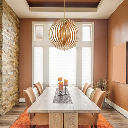 Eurofase Abruzzo 1 Light Med Pendant Wood Model: 31873-017