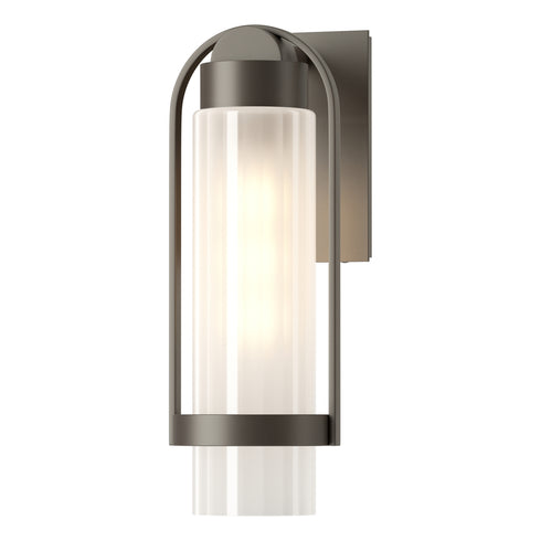 Hubbardton Forge Alcove Small Outdoor Sconce in Coastal Oil Rubbed Bronze Finish Model: 302555-SKT-14-FD0741
