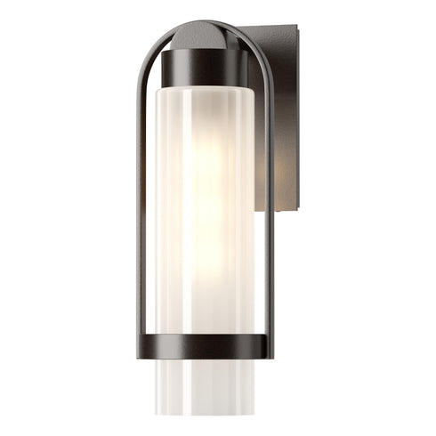 Hubbardton Forge Alcove Small Outdoor Sconce in Coastal Oil Rubbed Bronze Finish Model: 302555-SKT-14-FD0741