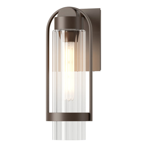 Hubbardton Forge Alcove Small Outdoor Sconce in Coastal Oil Rubbed Bronze Finish Model: 302555-SKT-14-FD0741