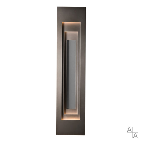 Hubbardton Forge Art + Alchemy Procession Large Outdoor Sconce in Coastal Dark Smoke Finish Model: 403061-SKT-77-78