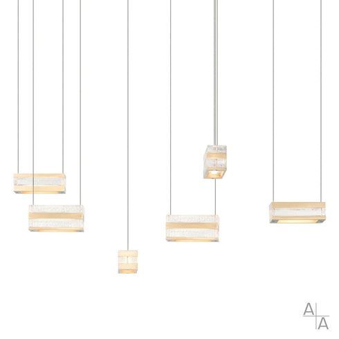 Hubbardton Forge Art + Alchemy Stacks 6 Light LED Pendant in Modern Brass Finish Model: 401349-LED-STND-86-ZM0562