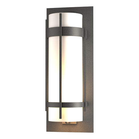 Hubbardton Forge Banded Extra Large Outdoor Sconce in Coastal Oil Rubbed Bronze Finish Model: 305895-SKT-14-GG0240