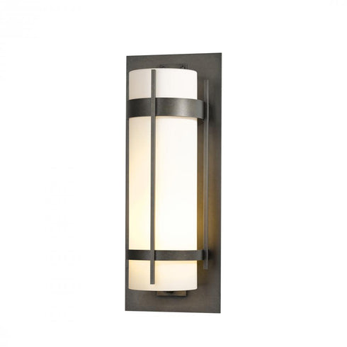 Hubbardton Forge Banded Extra Large Outdoor Sconce in Coastal Oil Rubbed Bronze Finish Model: 305895-SKT-14-GG0240
