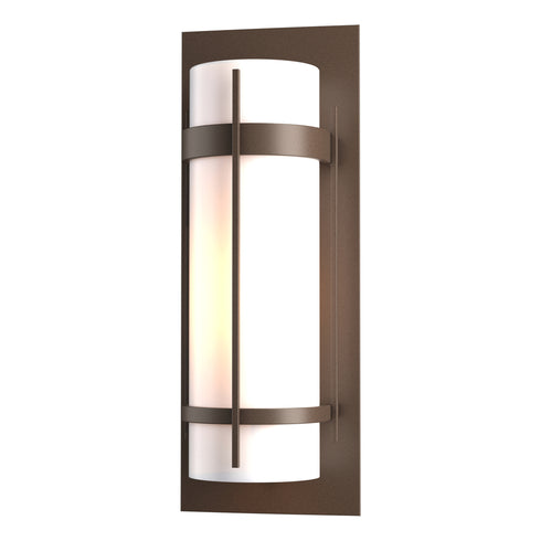 Hubbardton Forge Banded Large Outdoor Sconce in Coastal Oil Rubbed Bronze Finish Model: 305894-SKT-14-GG0037