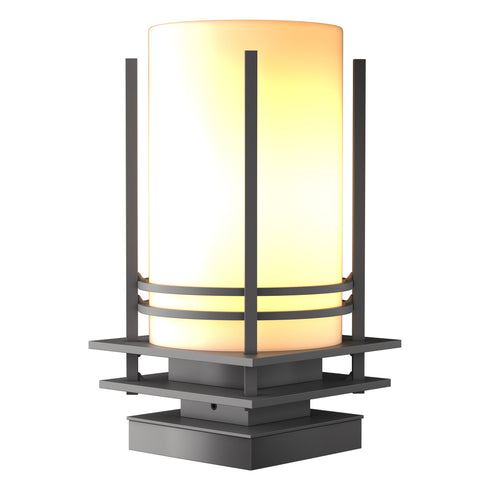 Hubbardton Forge Banded Outdoor Pier Mount in Coastal Oil Rubbed Bronze Finish Model: 335796-SKT-14-GG0026