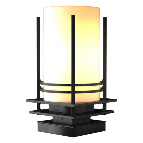 Hubbardton Forge Banded Outdoor Pier Mount in Coastal Oil Rubbed Bronze Finish Model: 335796-SKT-14-GG0026