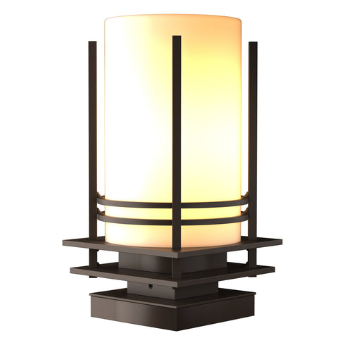 Hubbardton Forge Banded Outdoor Pier Mount in Coastal Oil Rubbed Bronze Finish Model: 335796-SKT-14-GG0026