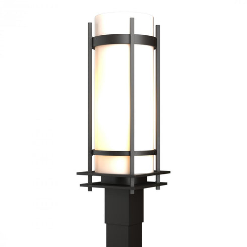 Hubbardton Forge Banded Outdoor Post Light in Coastal Oil Rubbed Bronze Finish Model: 345895-SKT-14-GG0040