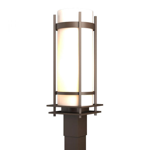 Hubbardton Forge Banded Outdoor Post Light in Coastal Oil Rubbed Bronze Finish Model: 345895-SKT-14-GG0040