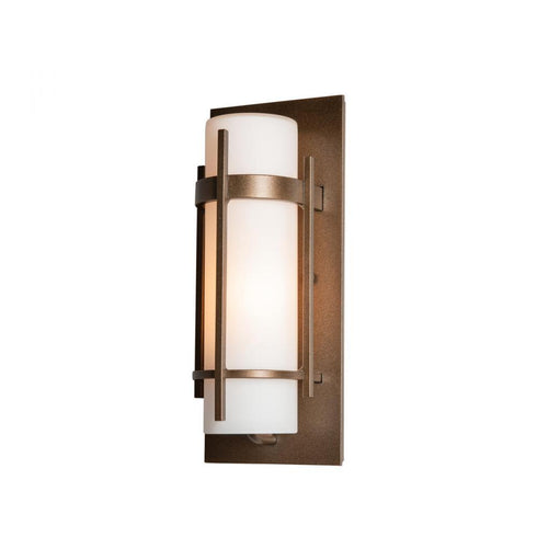 Hubbardton Forge Banded Small Outdoor Sconce in Coastal Oil Rubbed Bronze Finish Model: 305892-SKT-14-GG0066