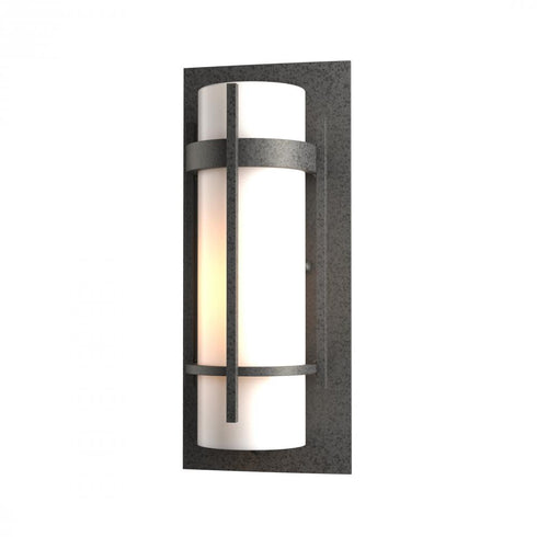 Hubbardton Forge Banded Small Outdoor Sconce in Coastal Oil Rubbed Bronze Finish Model: 305892-SKT-14-GG0066