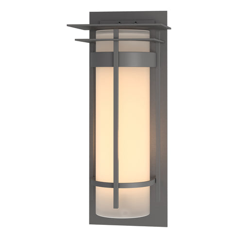 Hubbardton Forge Banded with Top Plate Extra Large Outdoor Sconce in Coastal Oil Rubbed Bronze Finish Model: 305995-SKT-14-GG0240