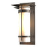 Hubbardton Forge Banded with Top Plate Large Outdoor Sconce in Coastal Oil Rubbed Bronze Finish Model: 305994-SKT-14-GG0037