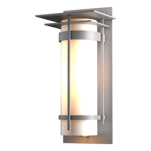 Hubbardton Forge Banded with Top Plate Large Outdoor Sconce in Coastal Oil Rubbed Bronze Finish Model: 305994-SKT-14-GG0037