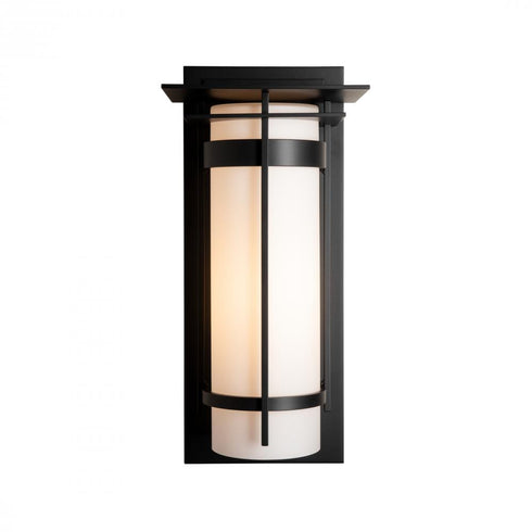 Hubbardton Forge Banded with Top Plate Large Outdoor Sconce in Coastal Oil Rubbed Bronze Finish Model: 305994-SKT-14-GG0037