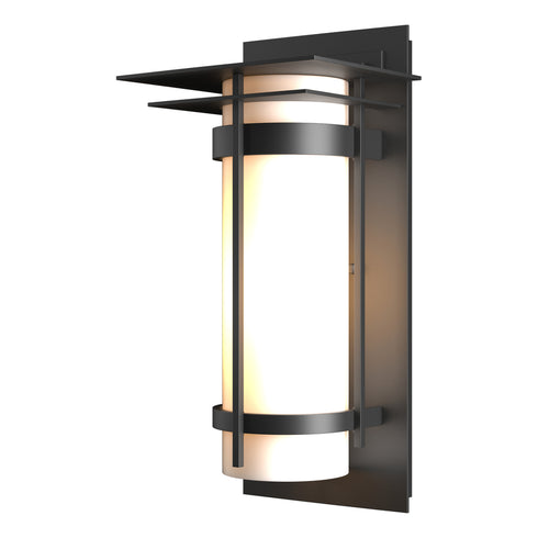 Hubbardton Forge Banded with Top Plate Outdoor Sconce in Coastal Oil Rubbed Bronze Finish Model: 305993-SKT-14-GG0034