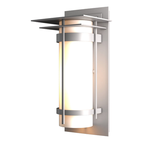 Hubbardton Forge Banded with Top Plate Outdoor Sconce in Coastal Oil Rubbed Bronze Finish Model: 305993-SKT-14-GG0034