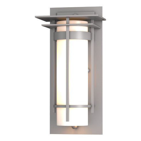 Hubbardton Forge Banded with Top Plate Small Outdoor Sconce in Coastal Oil Rubbed Bronze Finish Model: 305992-SKT-14-GG0066