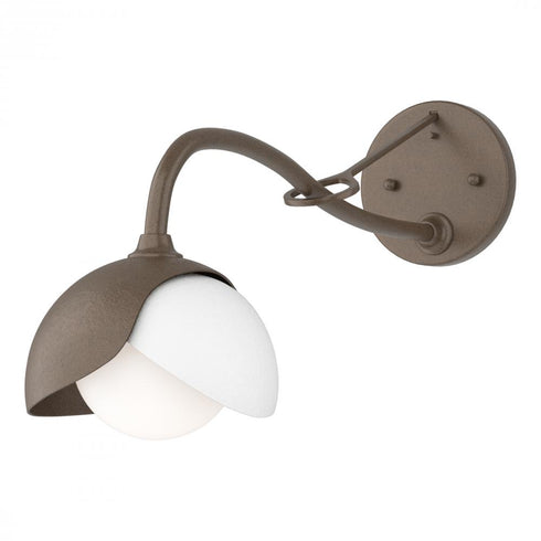 Hubbardton Forge Brooklyn 1 Light Double Shade Long Arm Sconce in Bronze Finish Model: 201377-SKT-05-02-GG0711