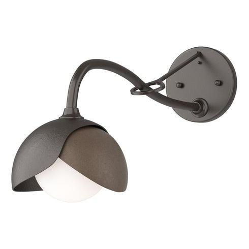 Hubbardton Forge Brooklyn 1 Light Double Shade Long Arm Sconce in Bronze Finish Model: 201377-SKT-05-02-GG0711