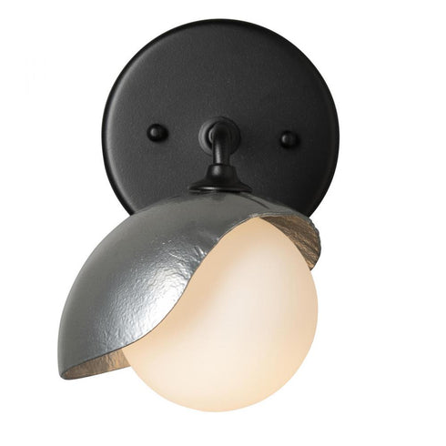Hubbardton Forge Brooklyn 1 Light Single Shade Bath Sconce in Black Finish Model: 201372-SKT-10-85-GG0711
