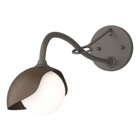 Hubbardton Forge Brooklyn 1 Light Single Shade Long Arm Sconce in Bronze Finish Model: 201376-SKT-05-02-GG0711