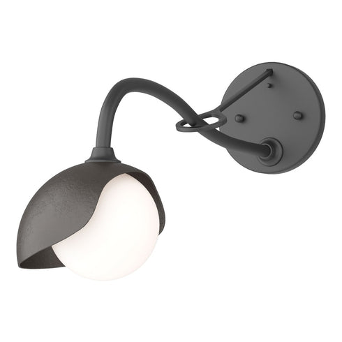 Hubbardton Forge Brooklyn 1 Light Single Shade Long Arm Sconce in Bronze Finish Model: 201376-SKT-05-02-GG0711