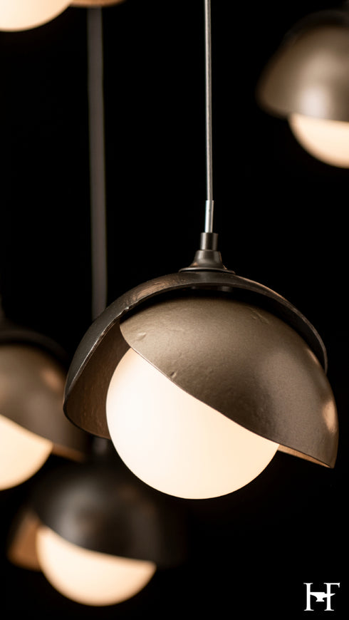 Hubbardton Forge Brooklyn 10 Light Double Shade Mobile Pendant in Dark Smoke Finish Model: 131155-SKT-STND-07-84-GG0711