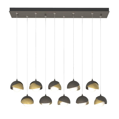 Hubbardton Forge Brooklyn 10 Light Double Shade Rectangular Model: 131205-SKT-STND-14-05-GG0711