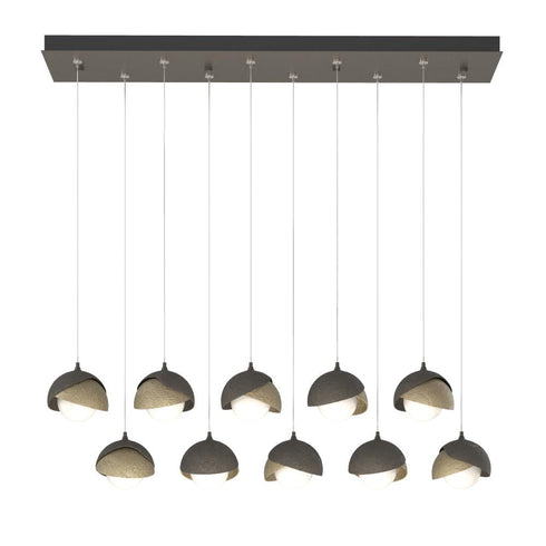 Hubbardton Forge Brooklyn 10 Light Double Shade Rectangular Model: 131205-SKT-STND-14-05-GG0711