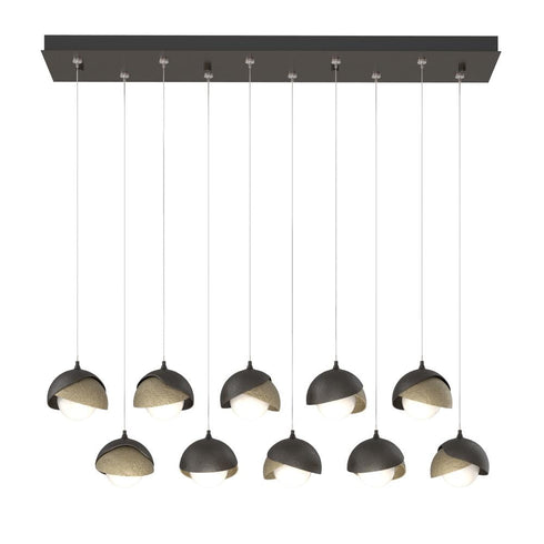 Hubbardton Forge Brooklyn 10 Light Double Shade Rectangular Model: 131205-SKT-STND-14-05-GG0711