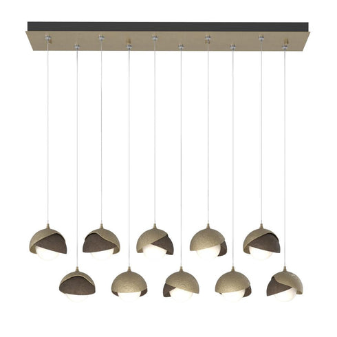 Hubbardton Forge Brooklyn 10 Light Double Shade Rectangular Model: 131205-SKT-STND-14-05-GG0711